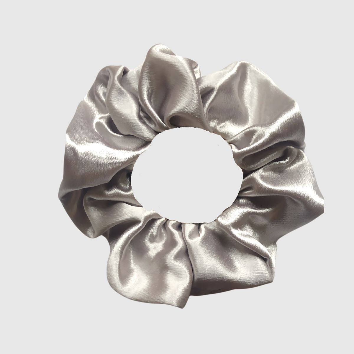 Silver Satin Scrunchie