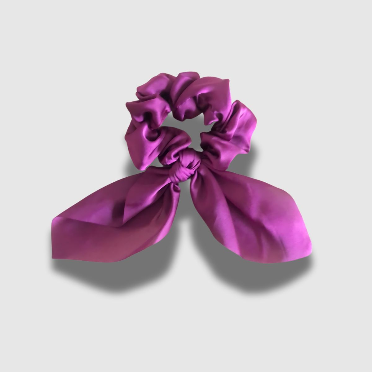 Satin Scrunchie Scarf & Mini Scrunchie Box Set - Magenta, Black & Silver