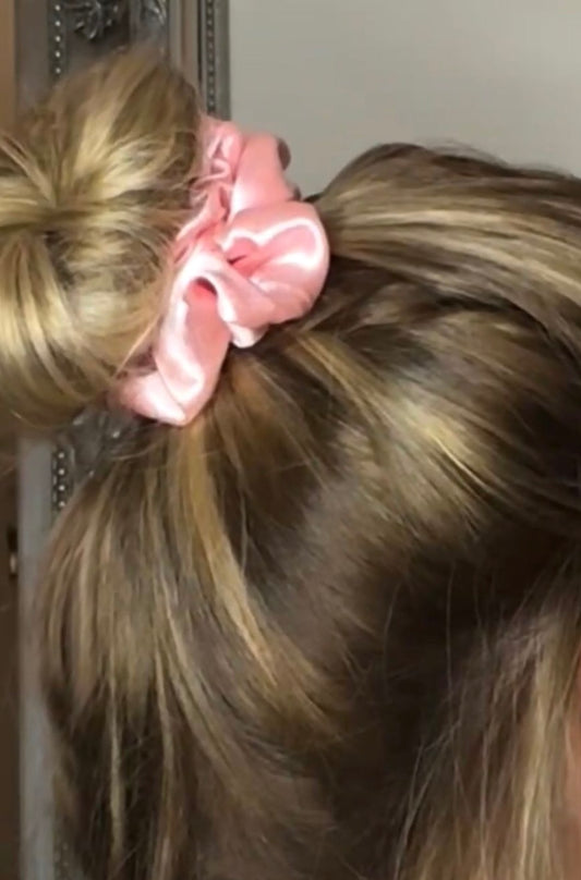 Pink Satin Scrunchie